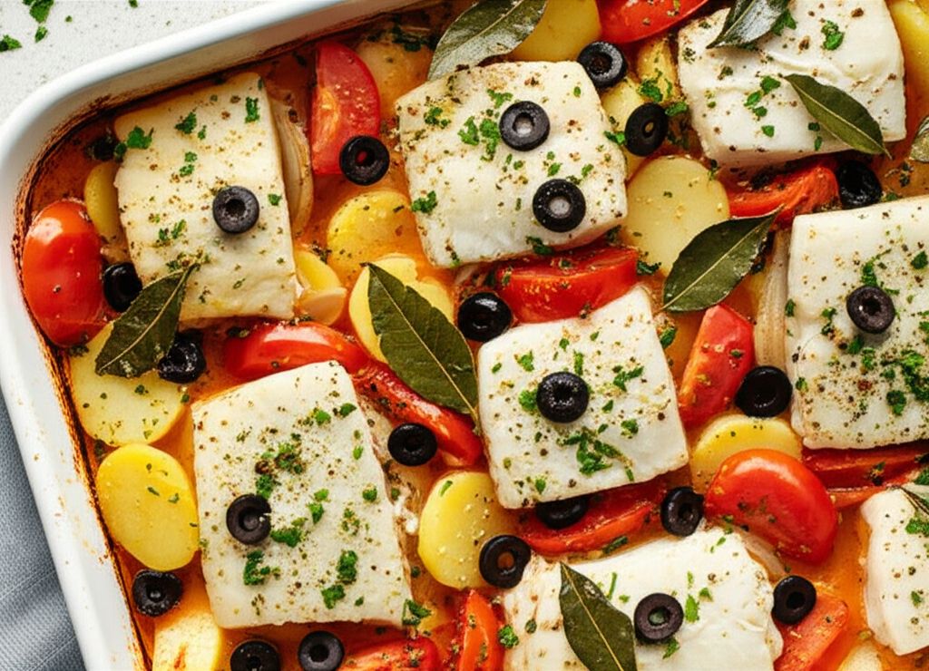 Bacalhau Portuguese ao Forno (Salt Cod with Tomatoes and Olives)