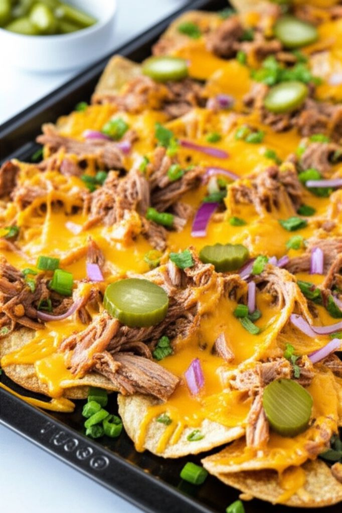 Baked BBQ Pulled Pork Nachos