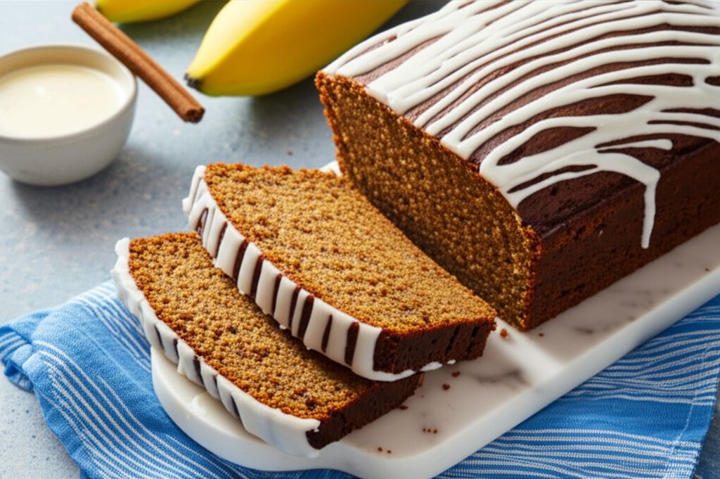 Banana Gingerbread with Vanilla Glaze