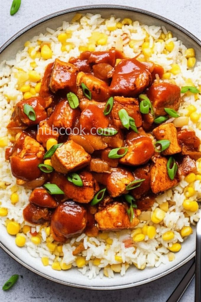 BBQ Chicken, Veggies, and Rice Skillet