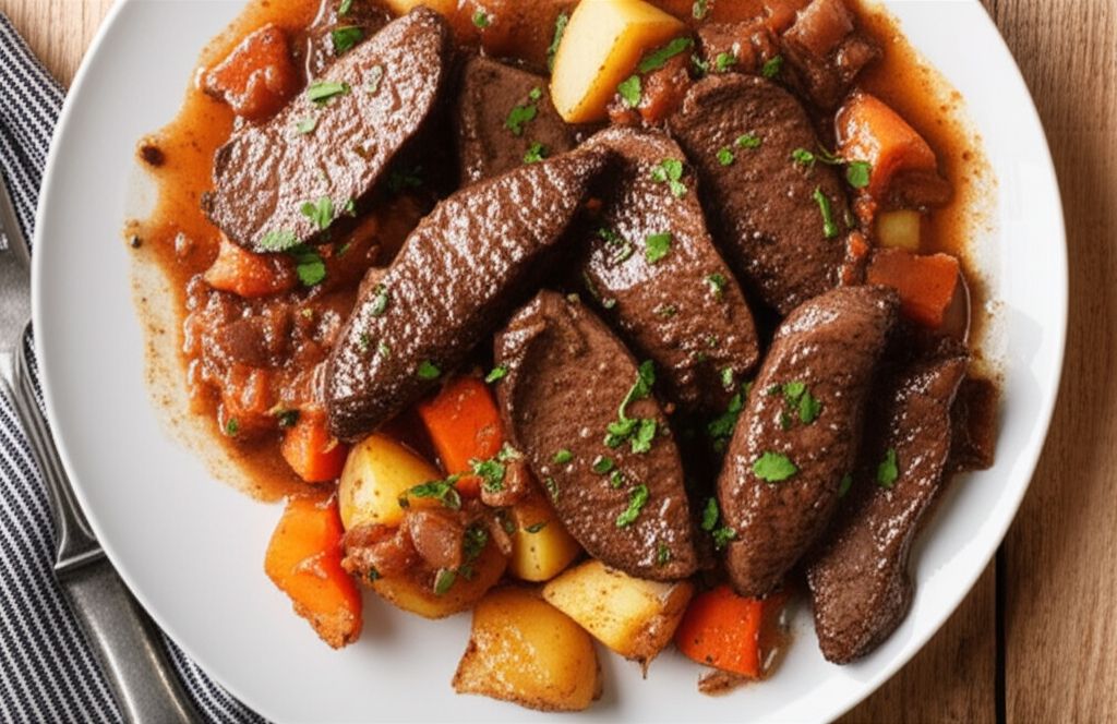 Beef Heart Braised in Wine