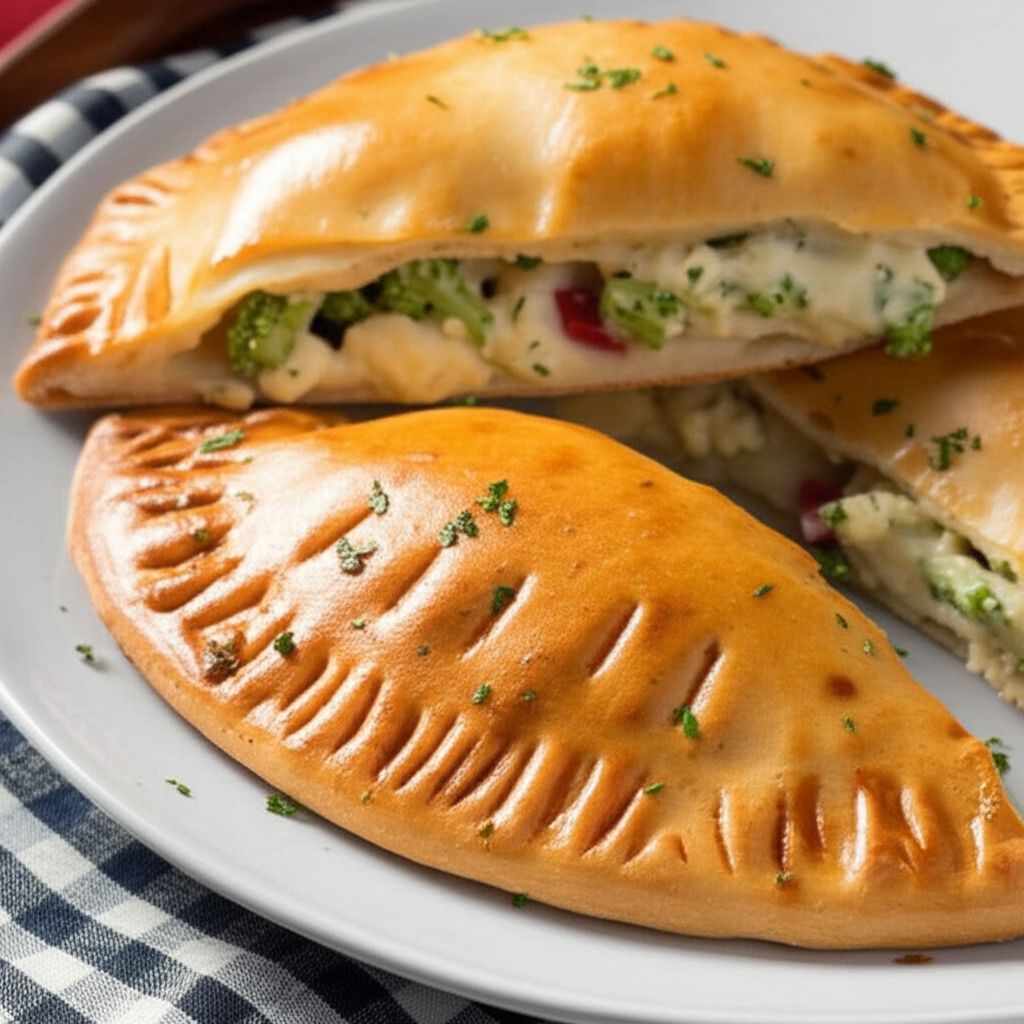 Broccoli, Pepperoni and Three Cheese Calzones
