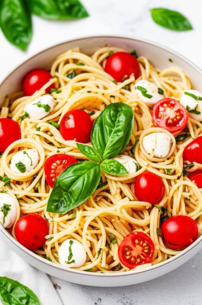 Caprese Pasta with Thai Basil