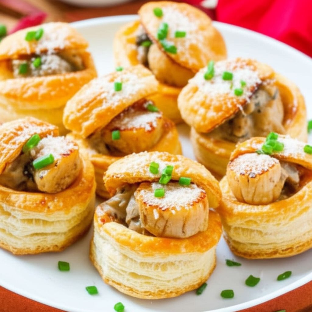 Cheesy Bay Scallop Puff Pastry Shells