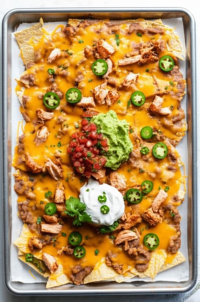 Chicken Nachos with Refried Beans