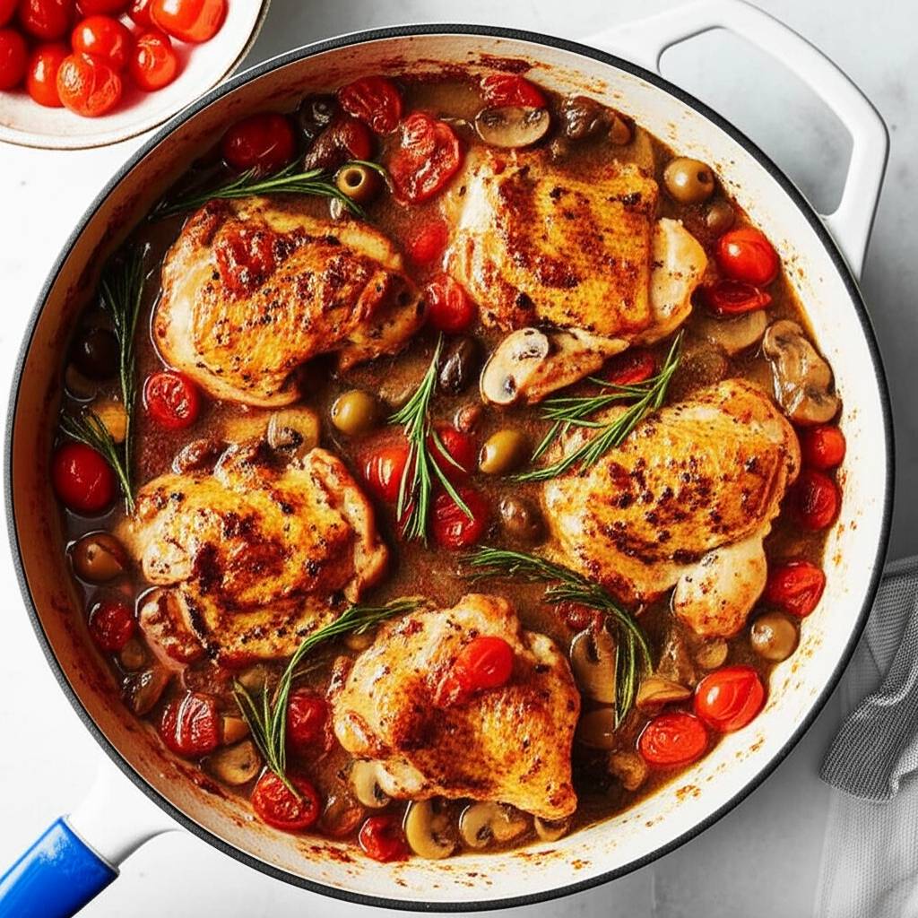Chicken Thigh Fricassee with Mushrooms and Rosemary