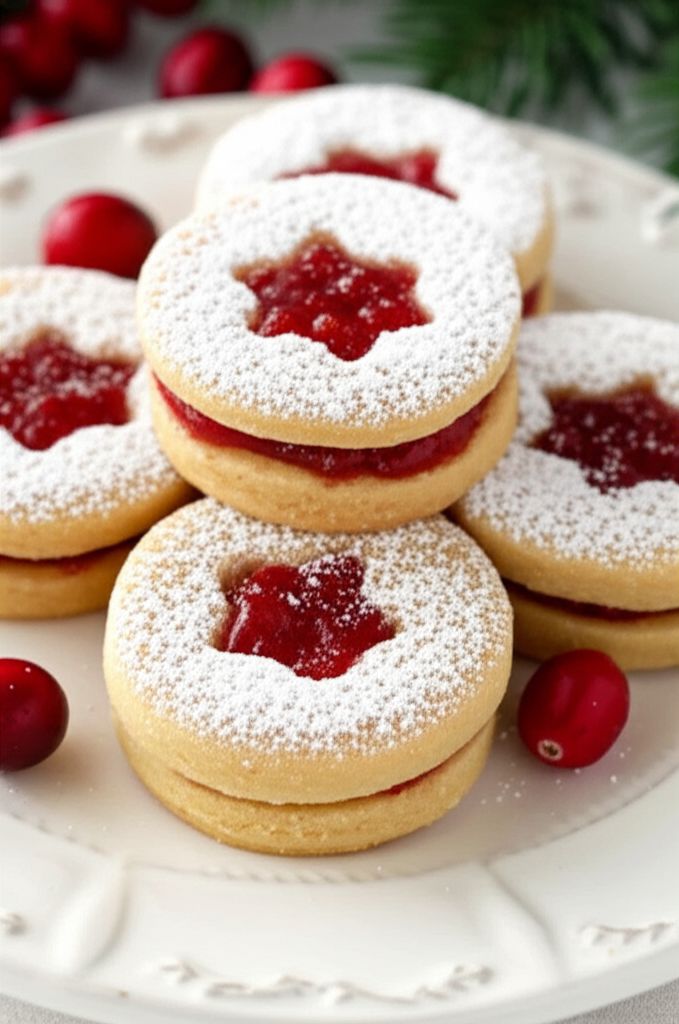 Cranberry Linzer Cookies