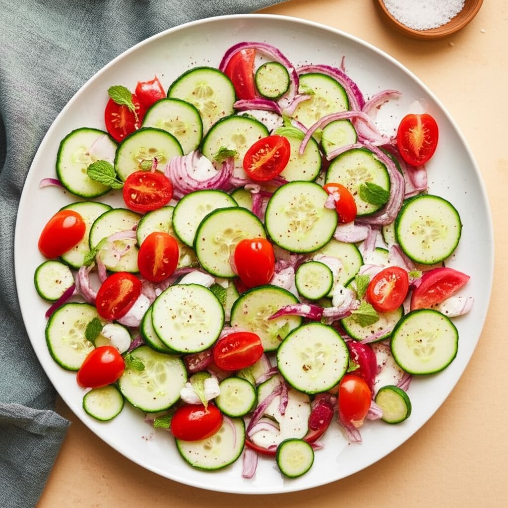 Creamy Cucumber and Tomato Salad