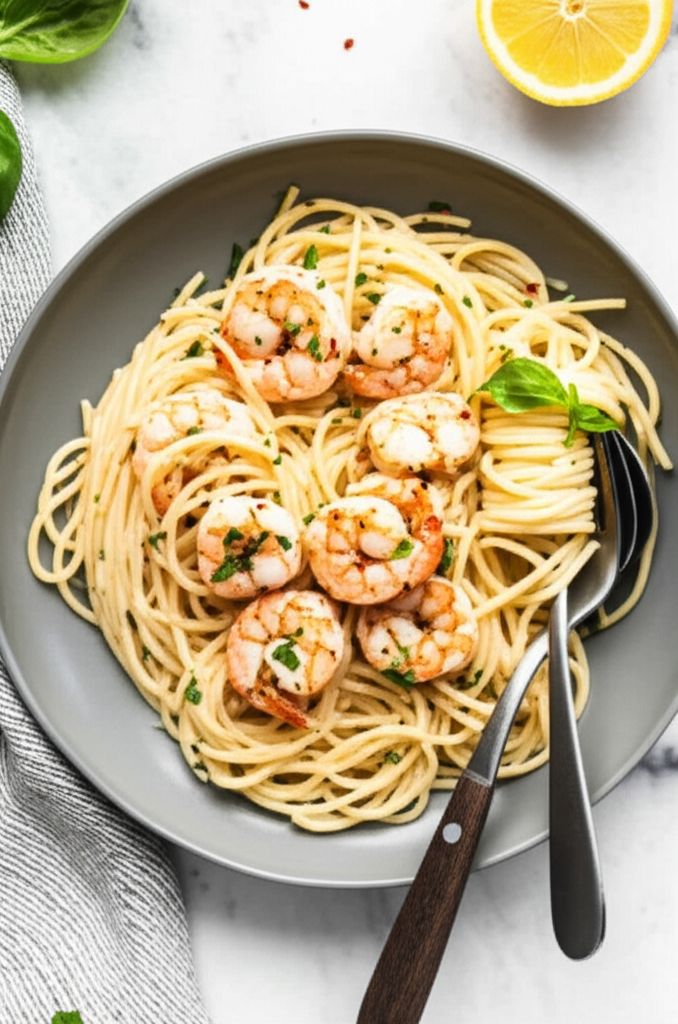 Creamy Lemon-Basil Shrimp Pasta