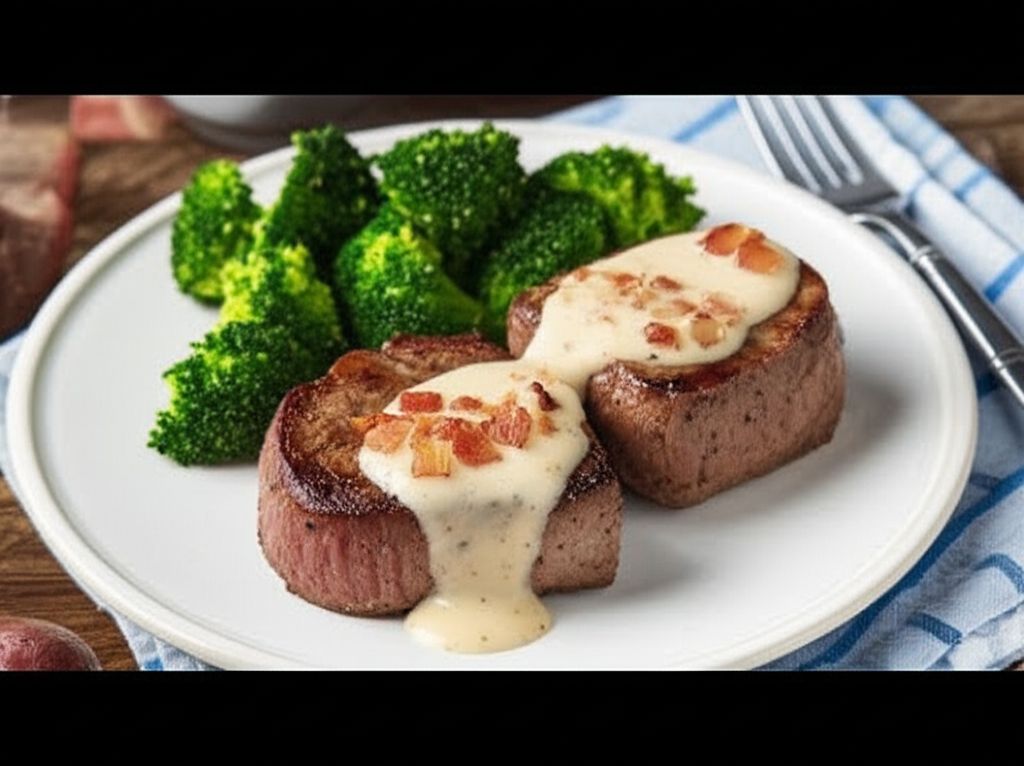 Filet Mignon with Bacon Cream Sauce