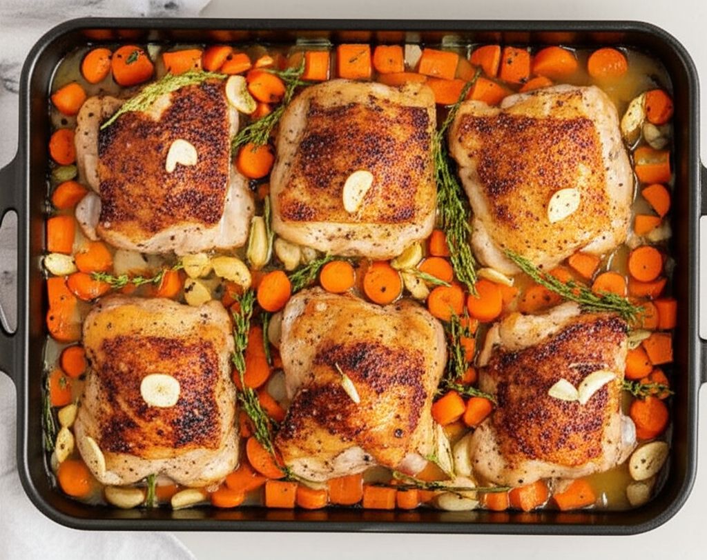 Garlic and Basil Baked Chicken Thighs
