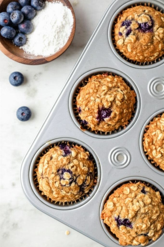 Get-Up-and-Go Muffins with Greek Yogurt, Oatmeal, and Blueberries