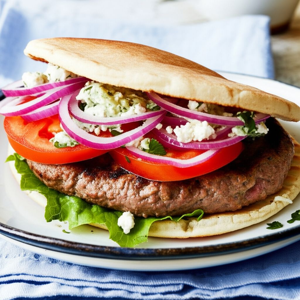 Greek Lamb Feta Burgers With Cucumber Sauce