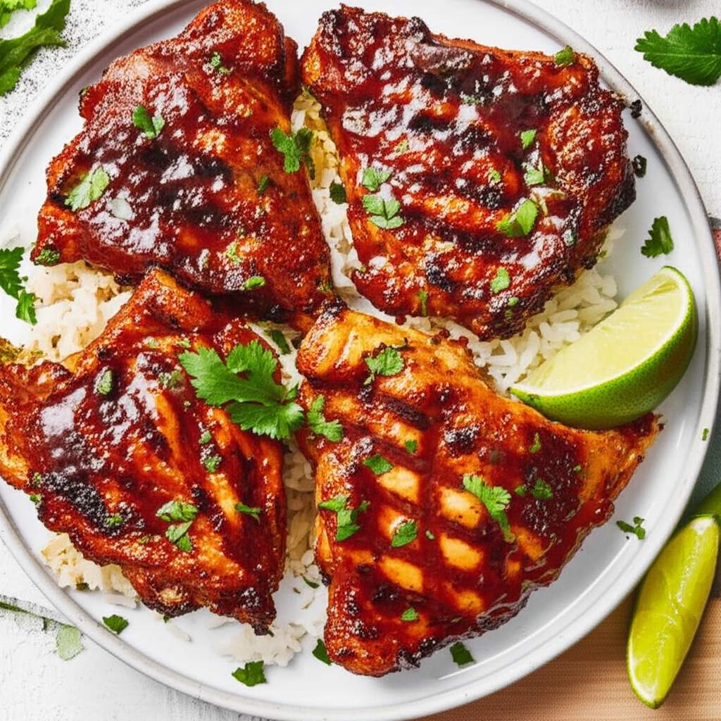 Grilled Chicken Thighs with Mango-Ancho Sauce