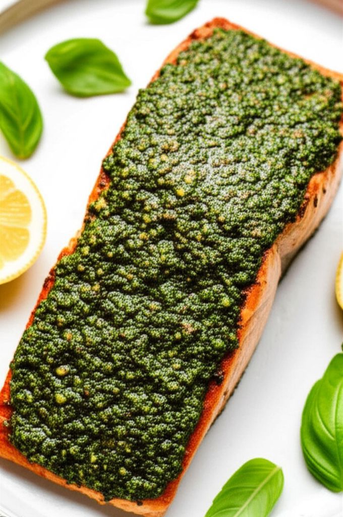 Grilled Salmon With Pesto Crust
