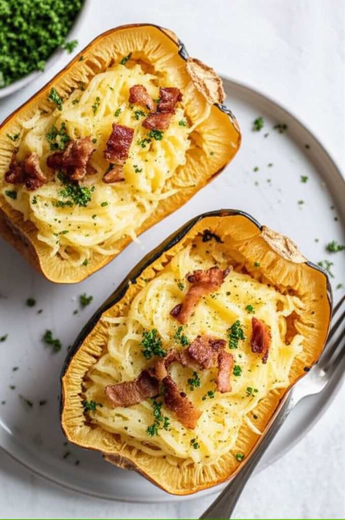 Keto Spaghetti Squash Carbonara
