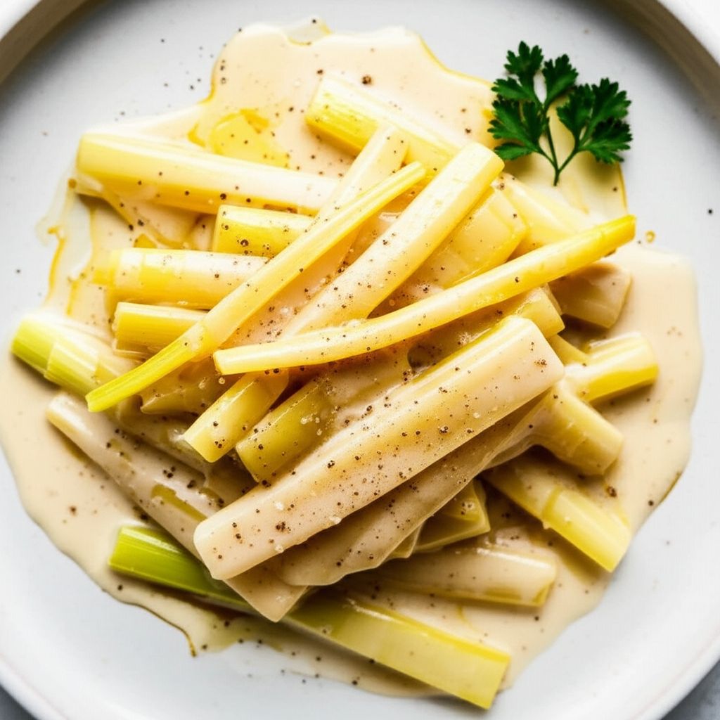 Leeks with Chardonnay and Creme Fraiche