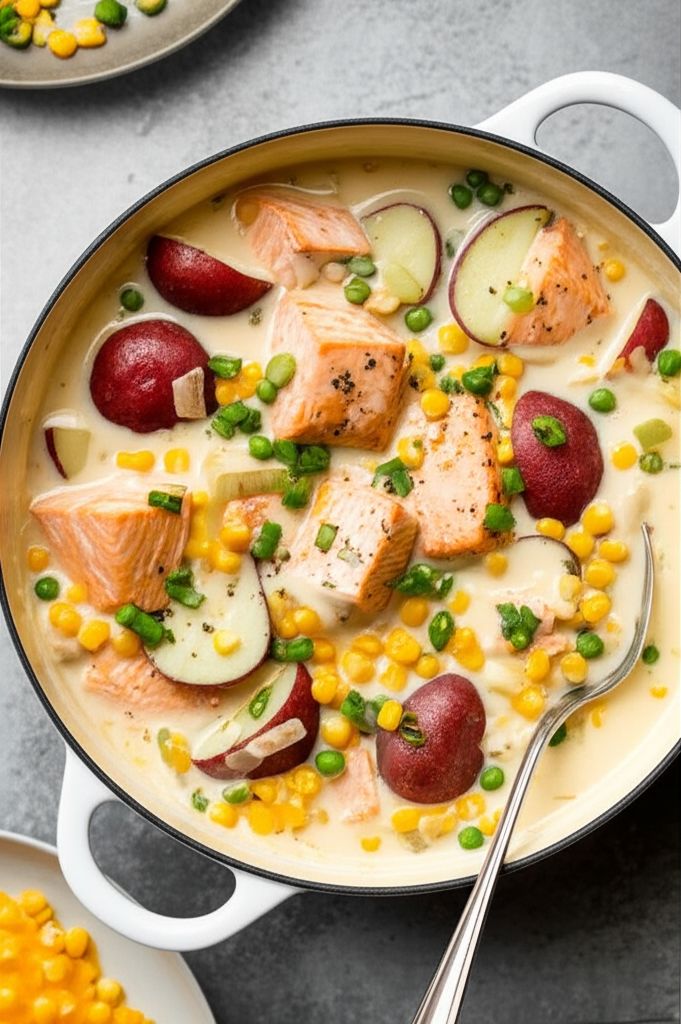 Leftover Grilled Salmon Chowder