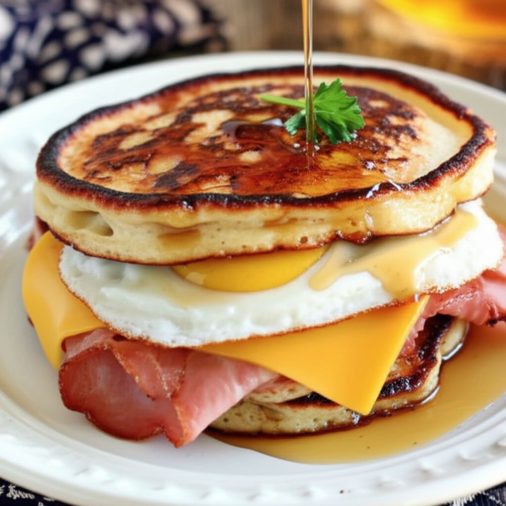 Leftover Pancake Breakfast Sandwich