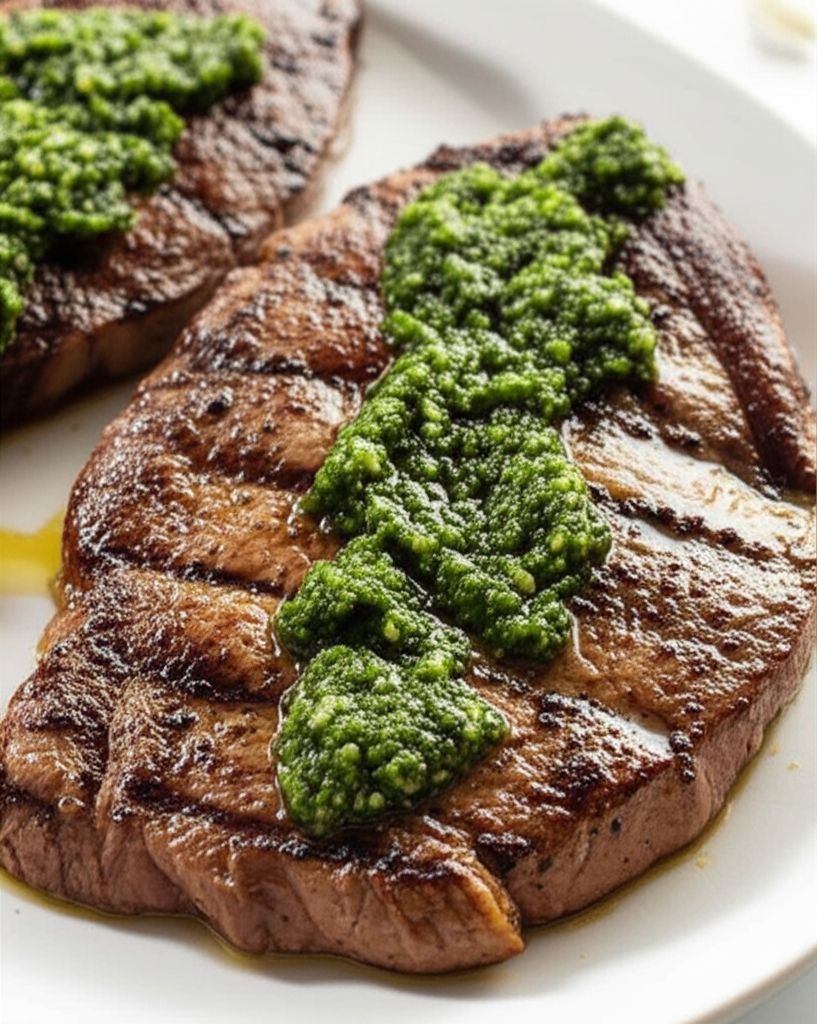 Lemon Basil Pesto Flat Iron Steak
