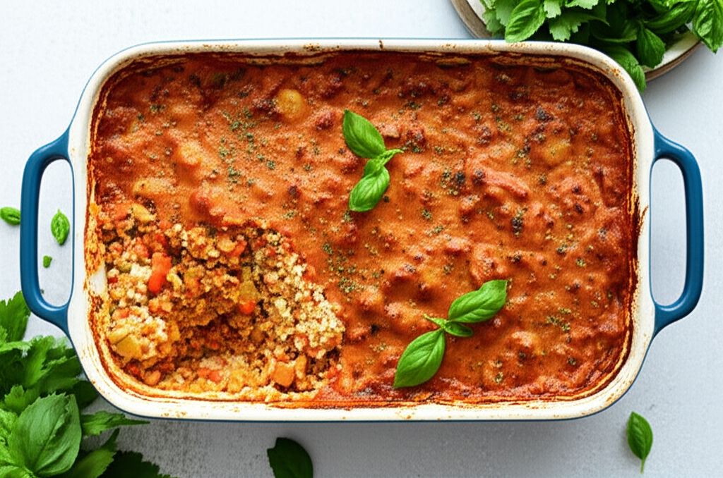 Lentil Rice and Veggie Bake