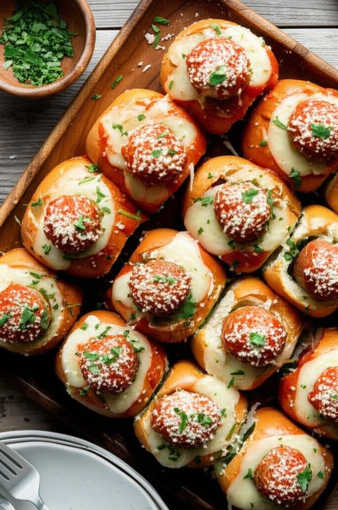 Meatball-Stuffed Garlic Bread Sliders