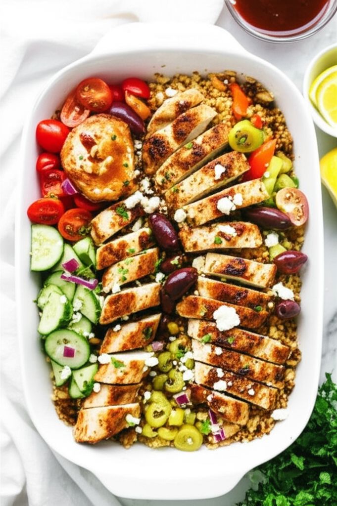 Mediterranean Crispy Rice Chicken Bowl