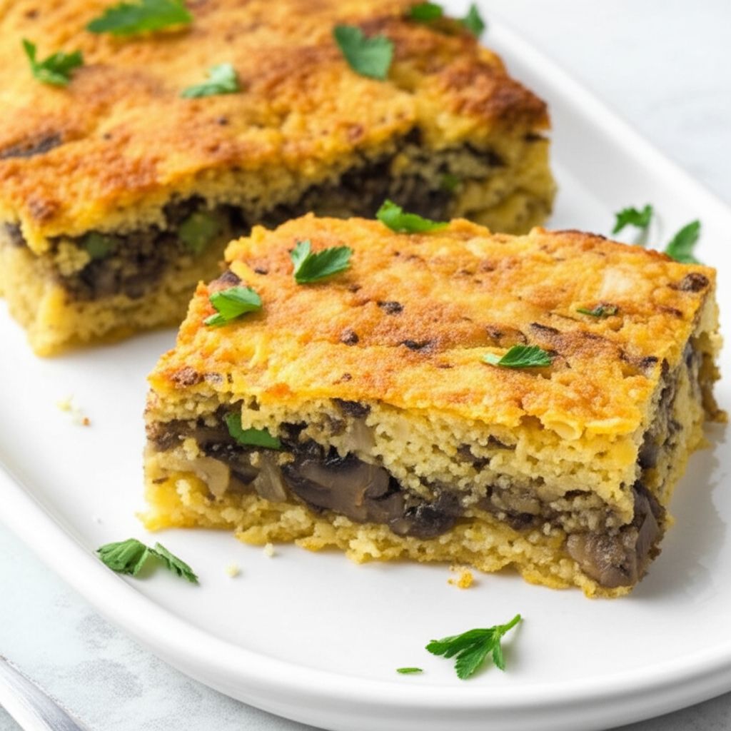 Mushroom Onion Matzo Kugel