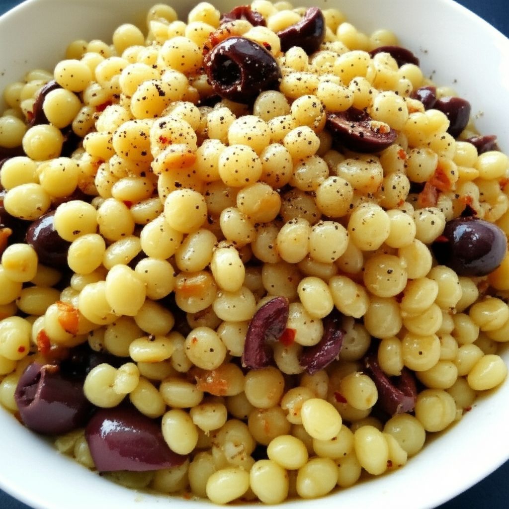 Pasta Pearls and Olive Salad