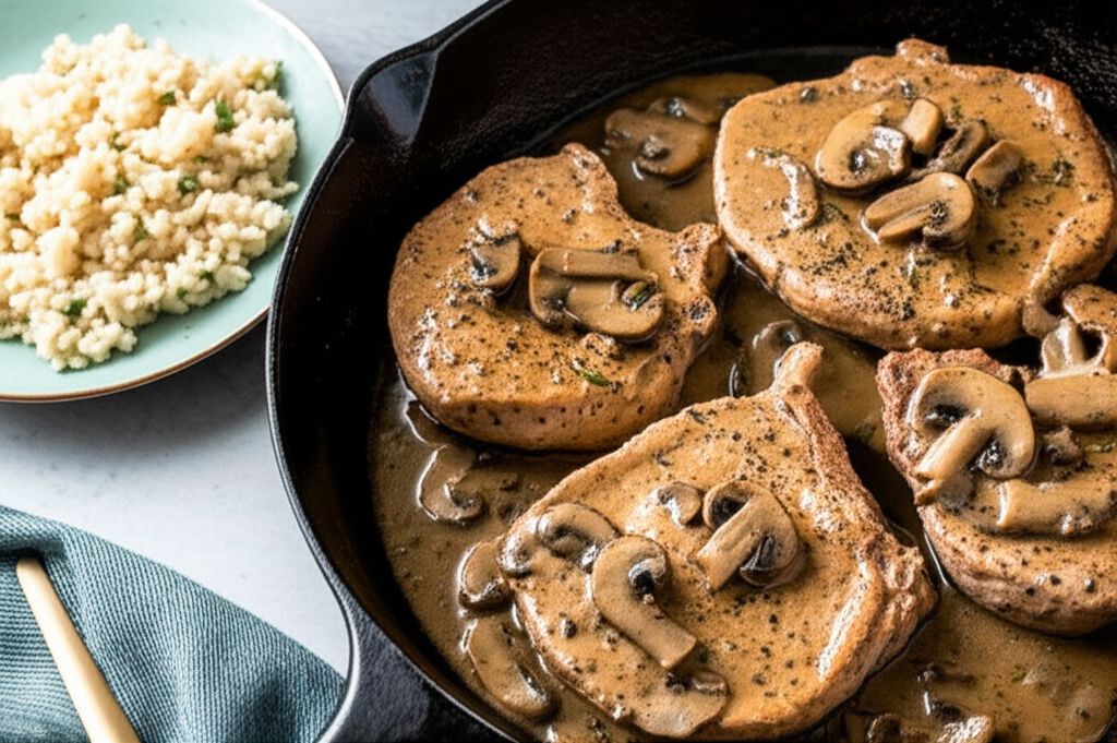 Pork Chops in a Mushroom Wine Sauce
