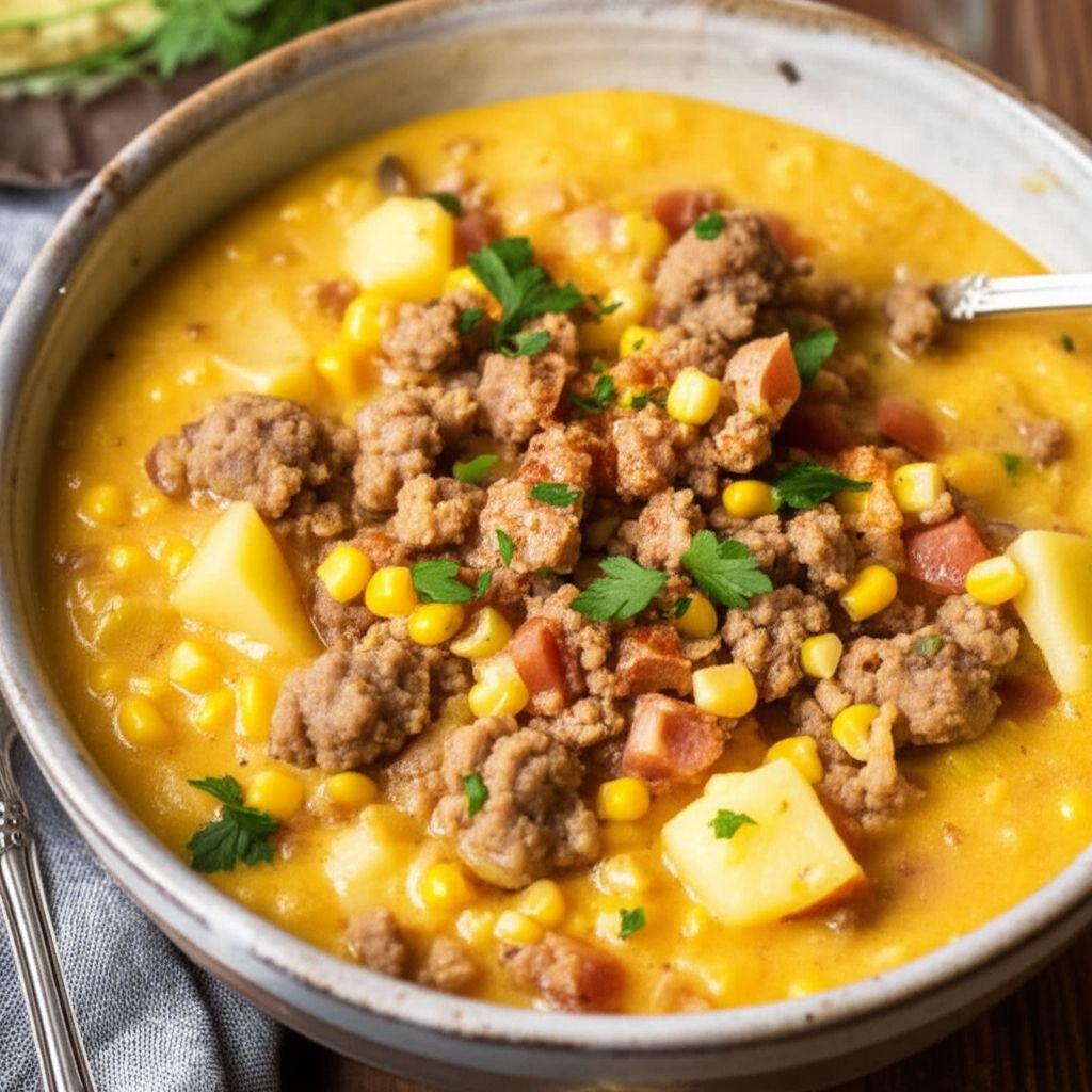Quick Spicy Sausage Corn Chowder