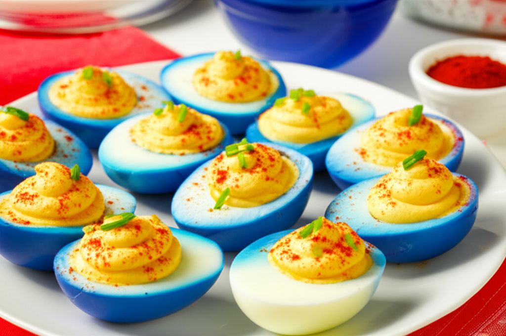 Red, White and Blue Deviled Eggs