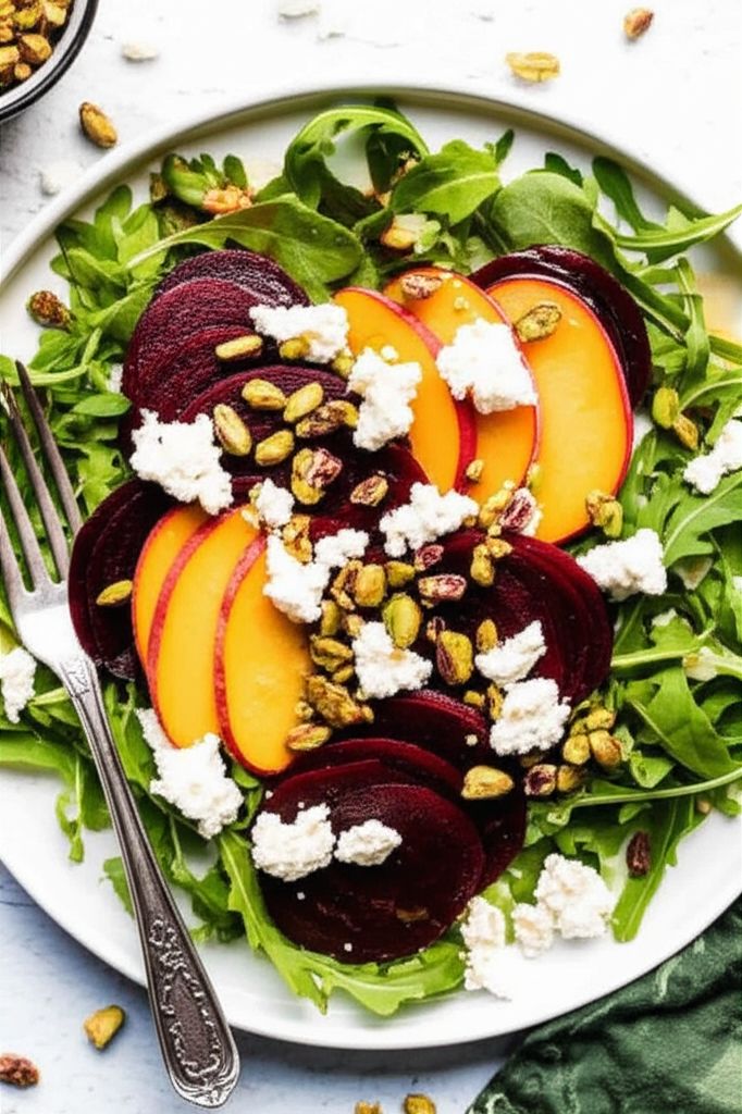 Roasted Beet, Peach, and Goat Cheese Salad