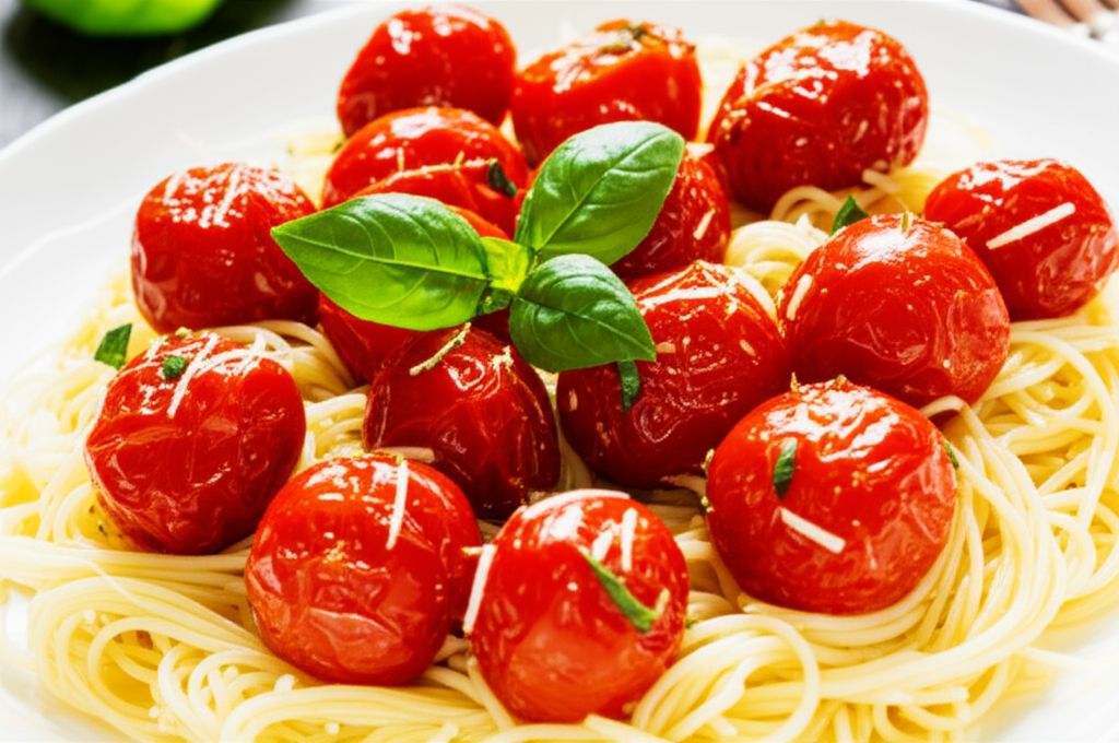 Roasted Cherry Tomatoes with Angel Hair