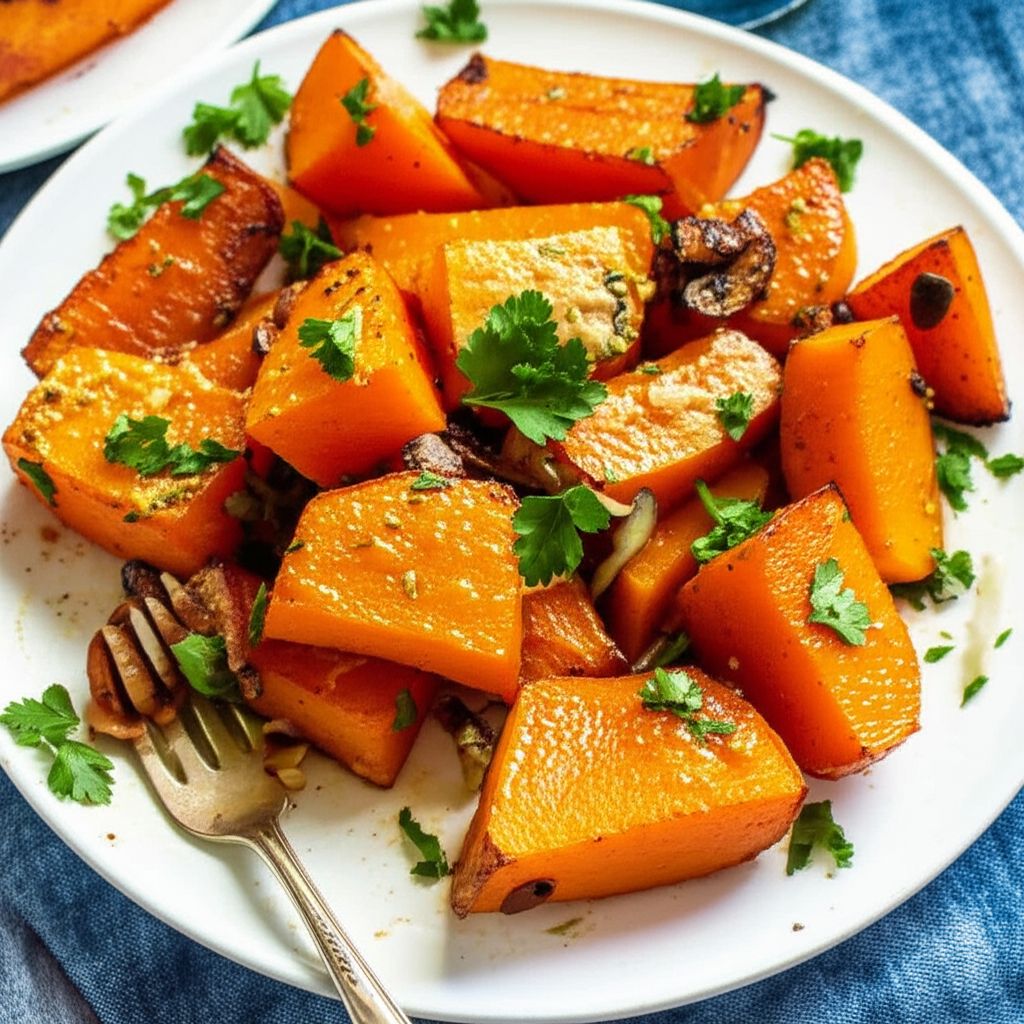 Roasted Squash and Sweet Potatoes with Goat Cheese
