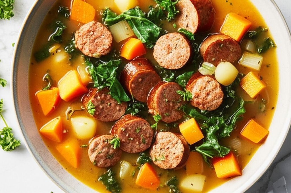 Roasted Vegetable and Kale Soup