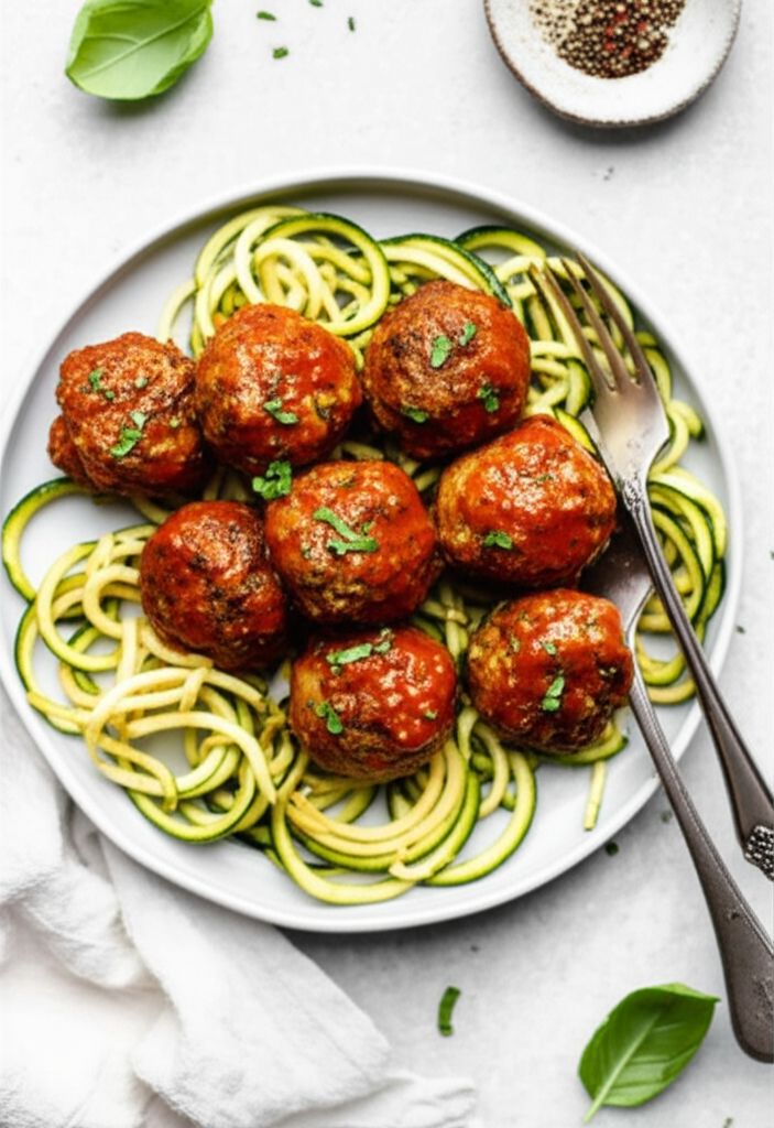 Simple Meatballs with Zoodles