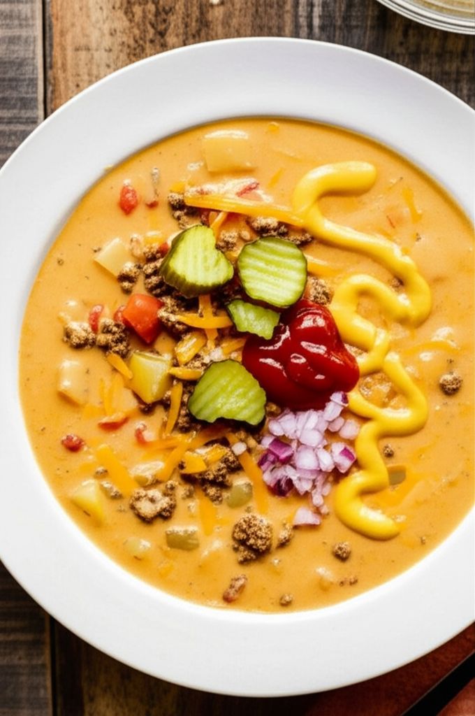 Slow Cooker Cheeseburger Soup