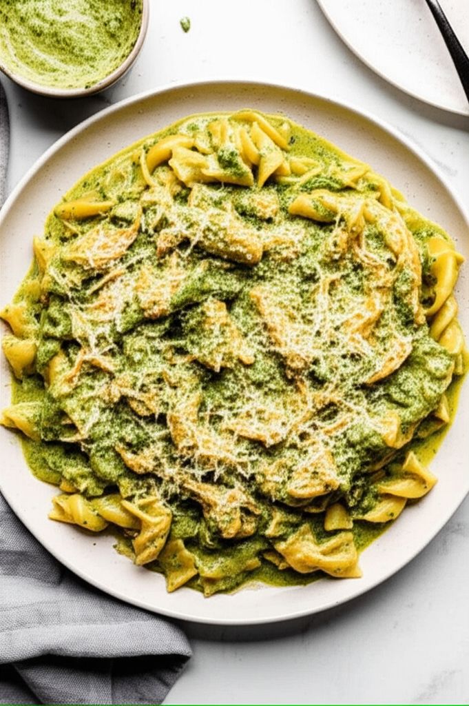 Slow Cooker Creamy Pesto Chicken and Pasta