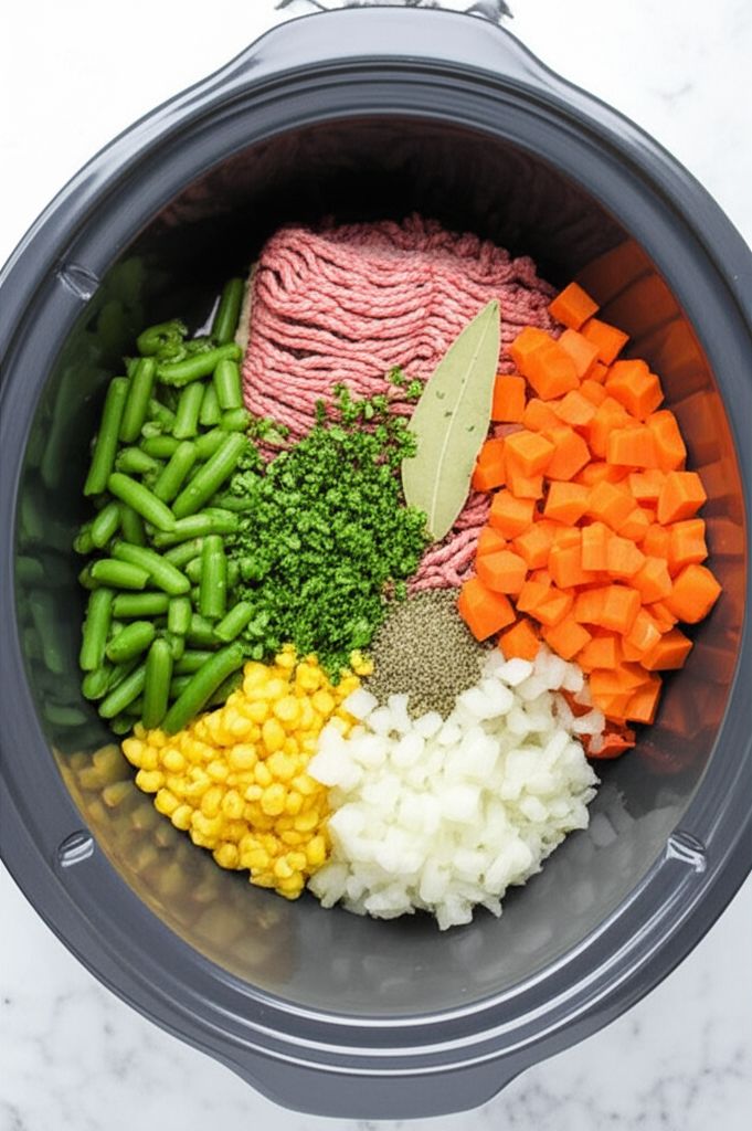 Slow Cooker Ground Beef and Vegetable Soup