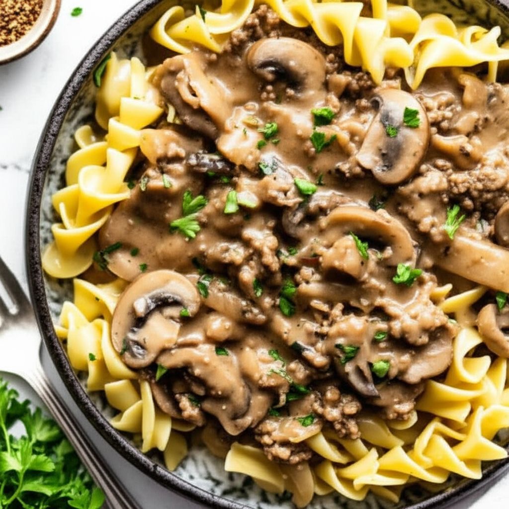 Slow Cooker Ground Beef Stroganoff