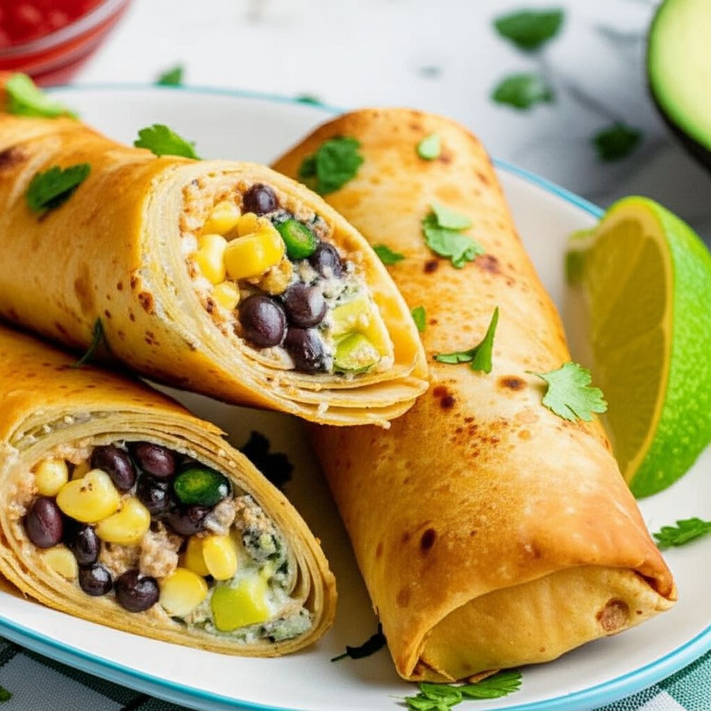 Southwestern Egg Rolls with Avocado Cilantro Sauce