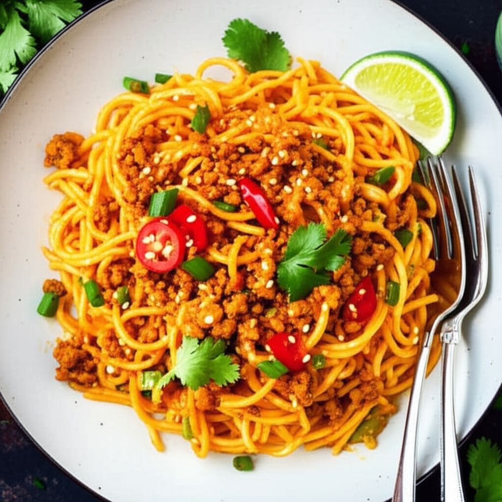 Spicy Pumpkin Pork Noodles