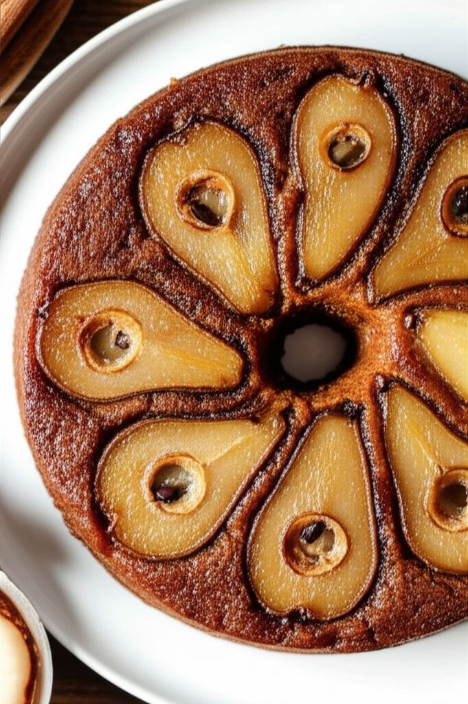 Upside-Down Pear Gingerbread Cake
