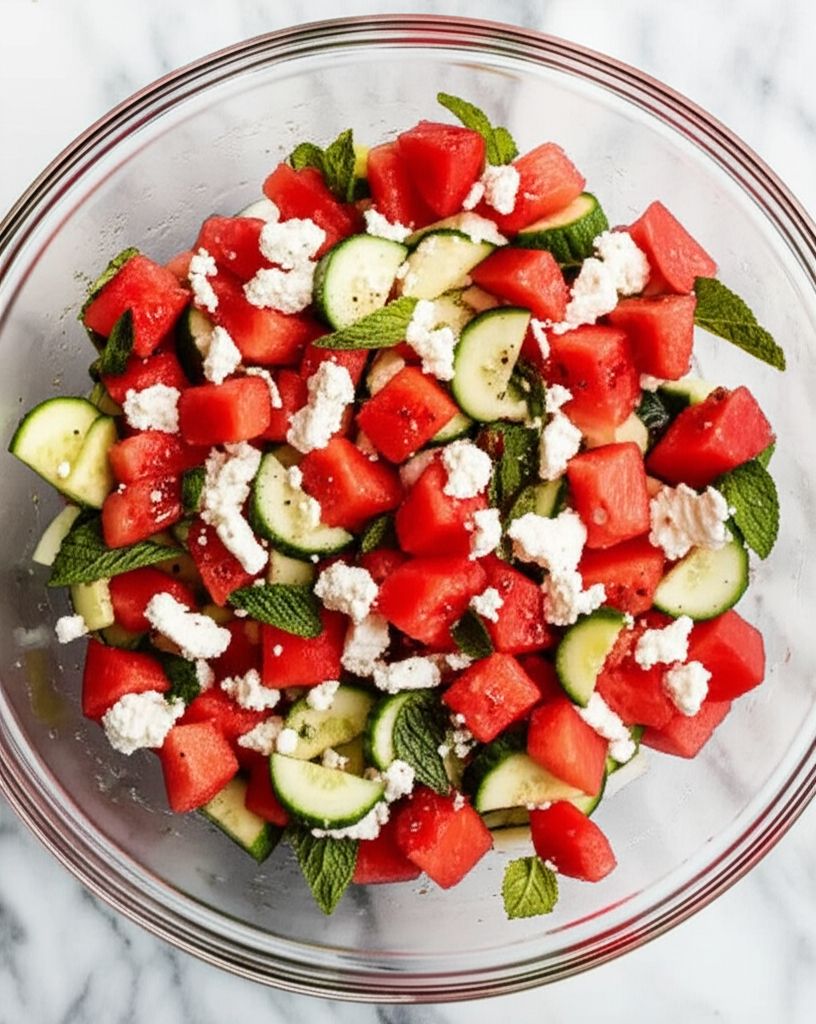 Watermelon, Cucumber, and Mint Salad