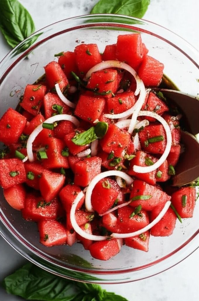 Watermelon Tomato Salad With Balsamic Dressing