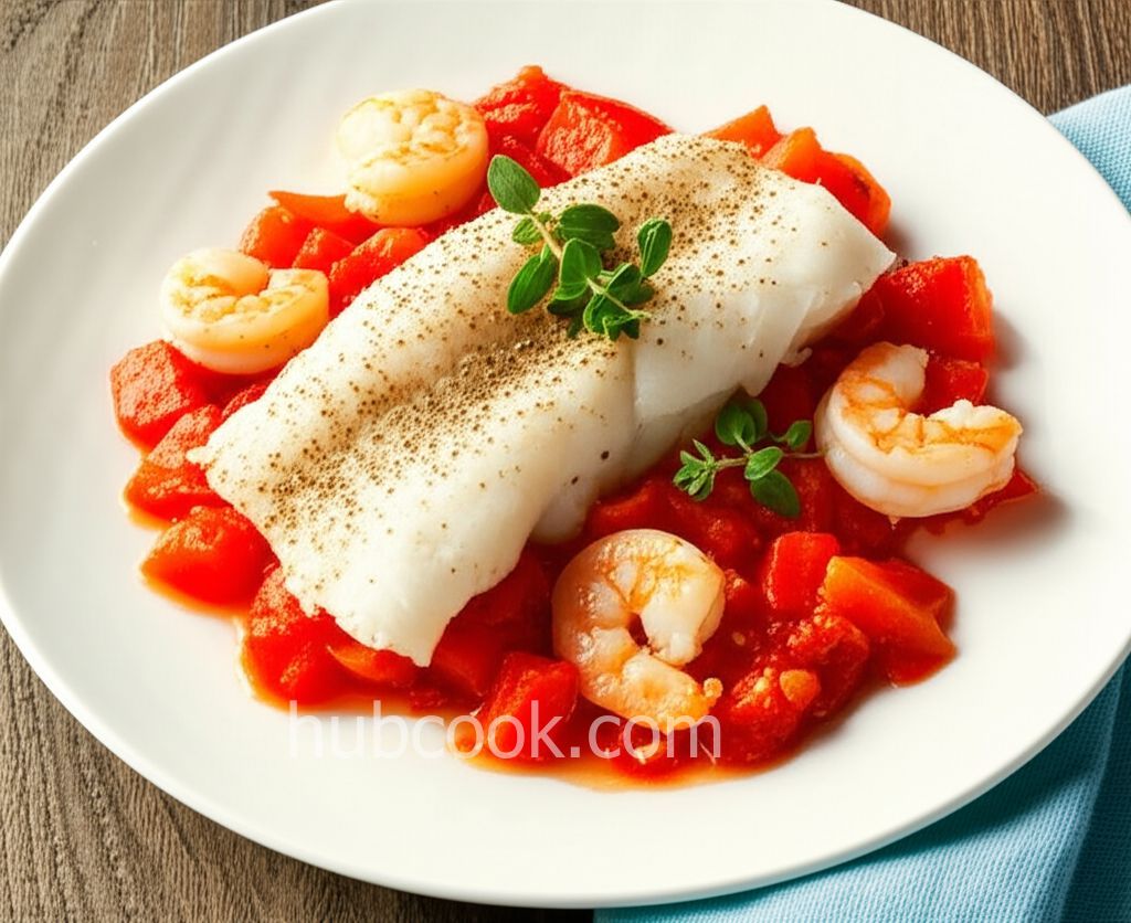 Alaskan Cod and Shrimp with Fresh Tomato