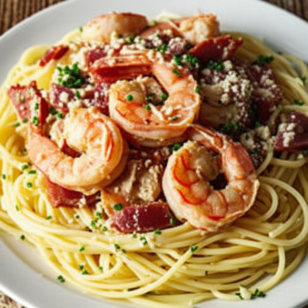 Chicken and Shrimp Carbonara