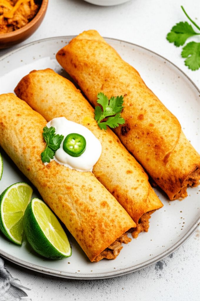 Chicken Chimichangas with Sour Cream Sauce