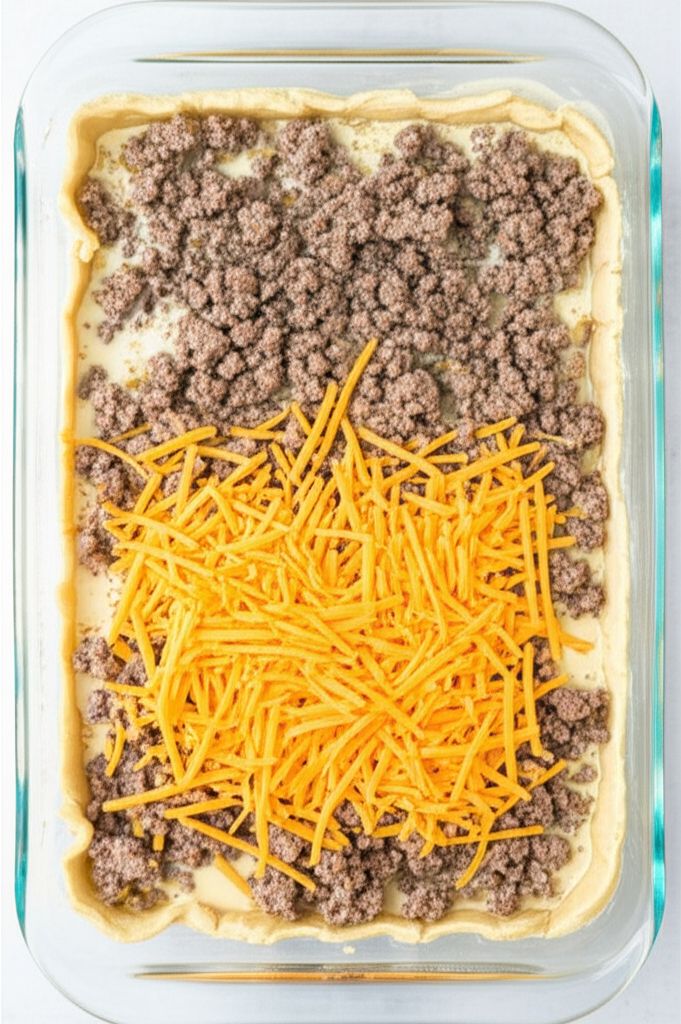 Crescent Roll Breakfast Casserole with Sausage and Hash Browns